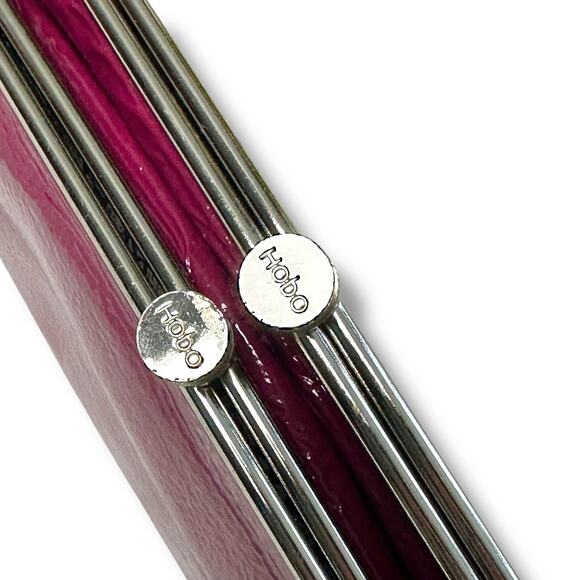 Hobo Lauren Double Frame Clutch Wallet Fuchsia Pink Raspberry Patent Leather - Picture 7 of 10